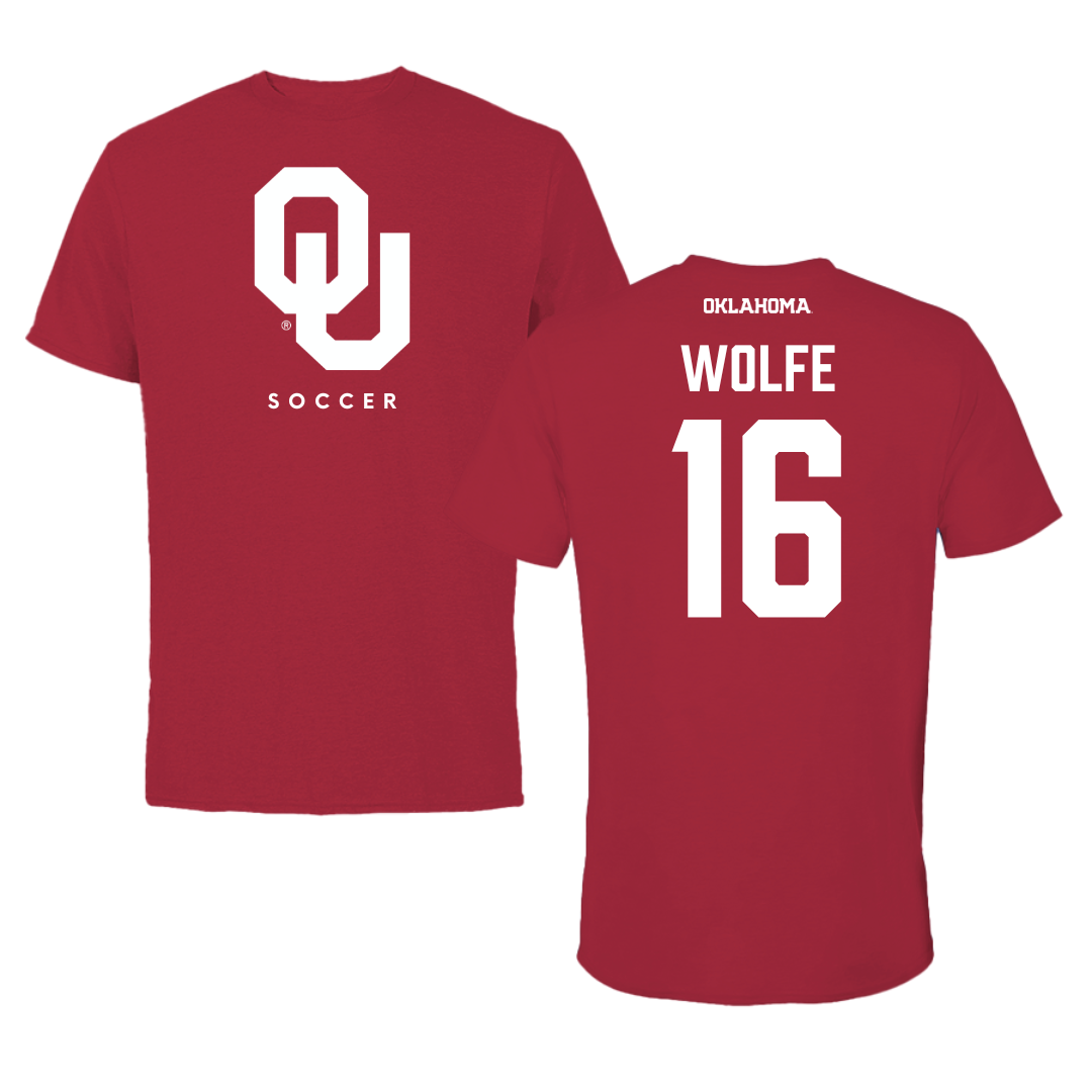 University of Oklahoma Soccer Crimson Tee  - #16 Dani Wolfe