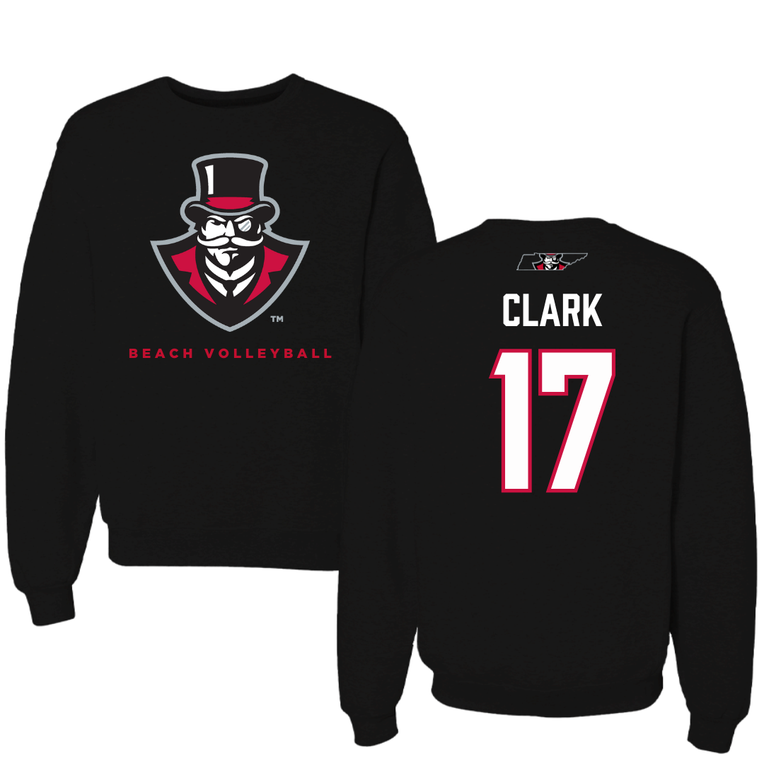 Austin Peay State University Beach Volleyball Black Mascot Crewneck - #17 Anna Kate Clark