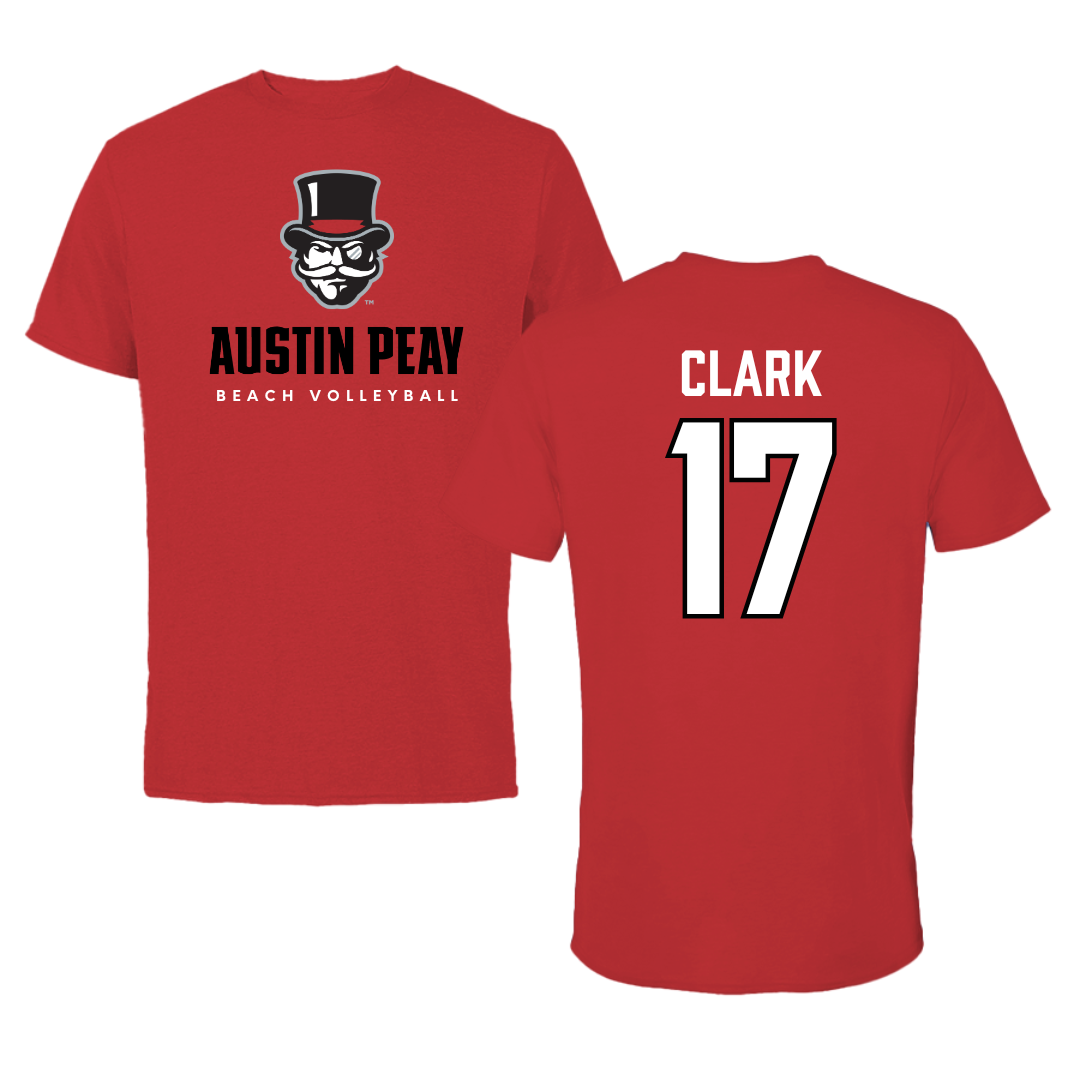 Austin Peay State University Beach Volleyball Red Mascot Tee - #17 Anna Kate Clark