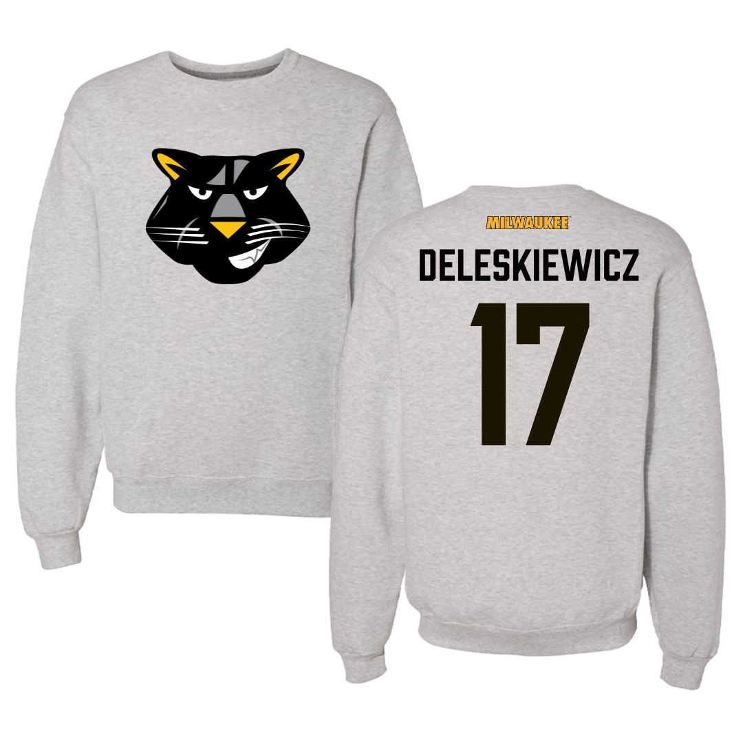 University of Wisconsin-Milwaukee Baseball Gray Crewneck  - #17 Tyler Deleskiewicz
