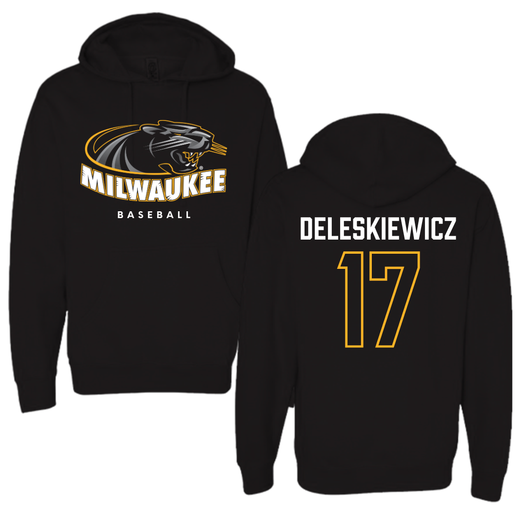 University of Wisconsin-Milwaukee Baseball Black Hoodie  - #17 Tyler Deleskiewicz