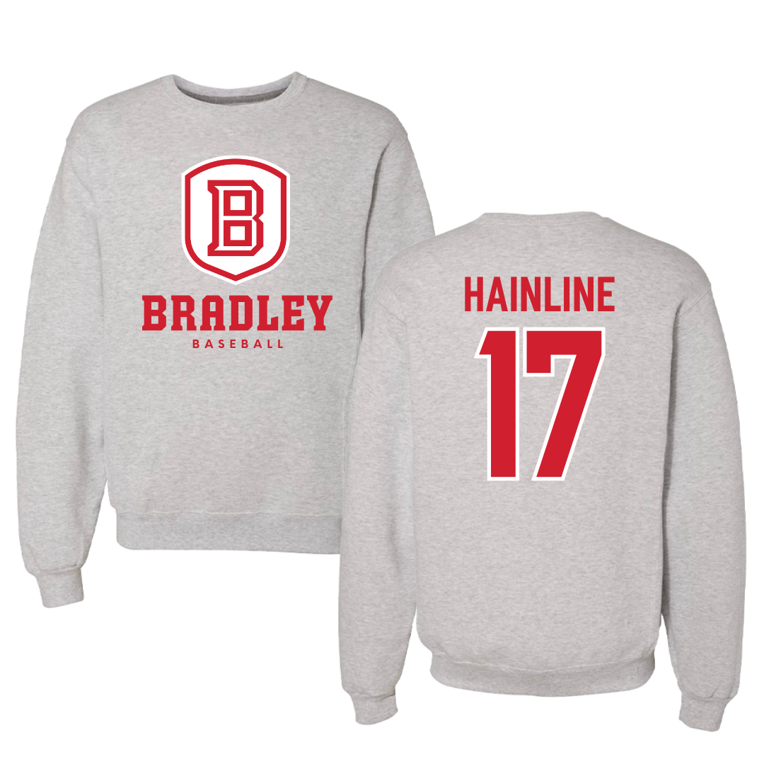 Bradley University Baseball Gray Crewneck - #17 Nick Hainline