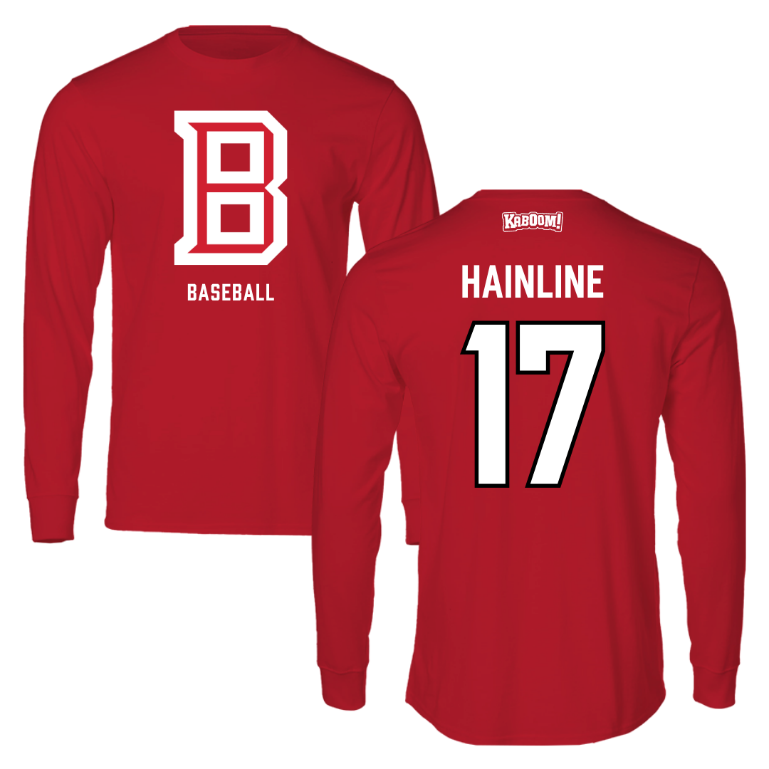 Bradley University Baseball Red Long Sleeve  - #17 Nick Hainline