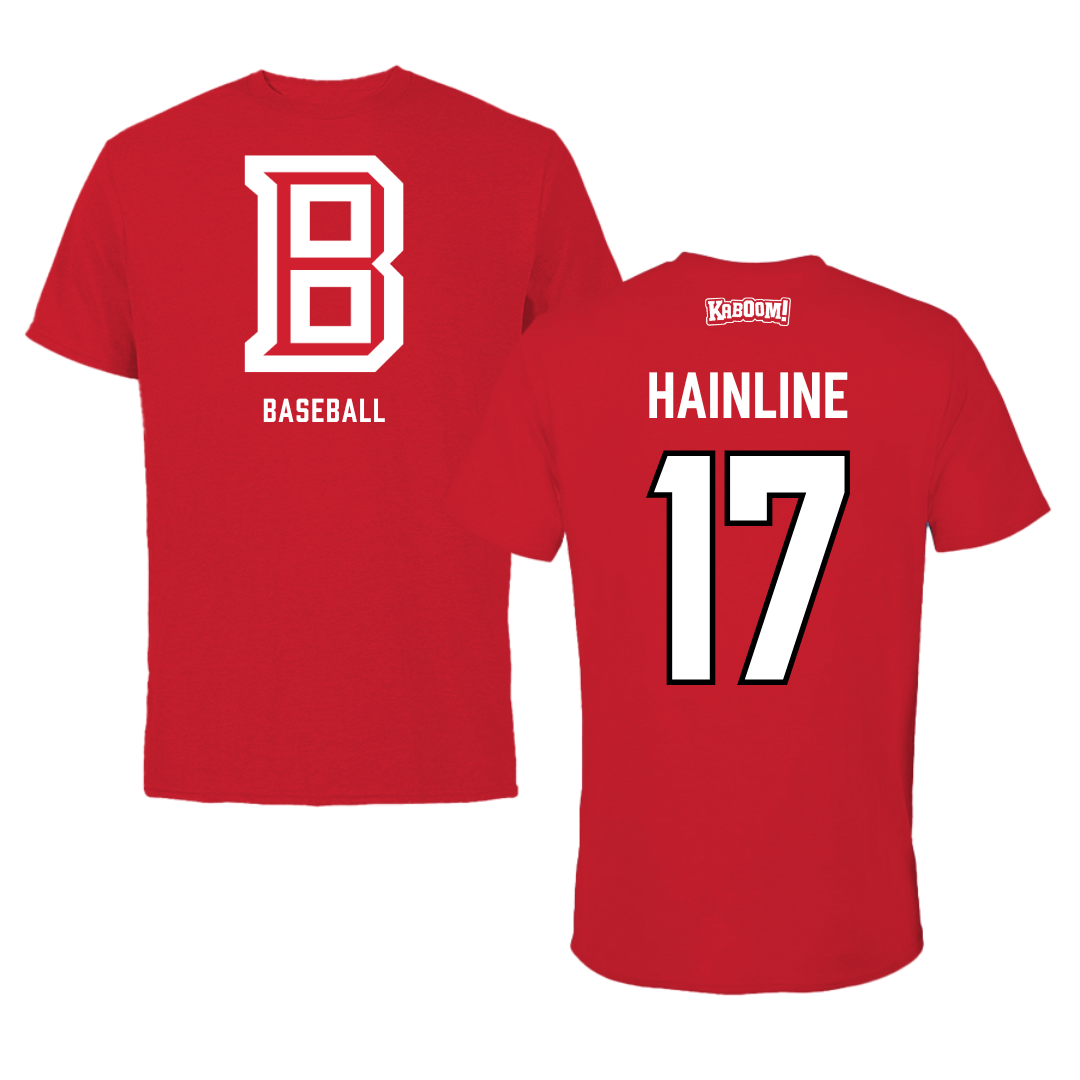 Bradley University Baseball Red Block Tee - #17 Nick Hainline