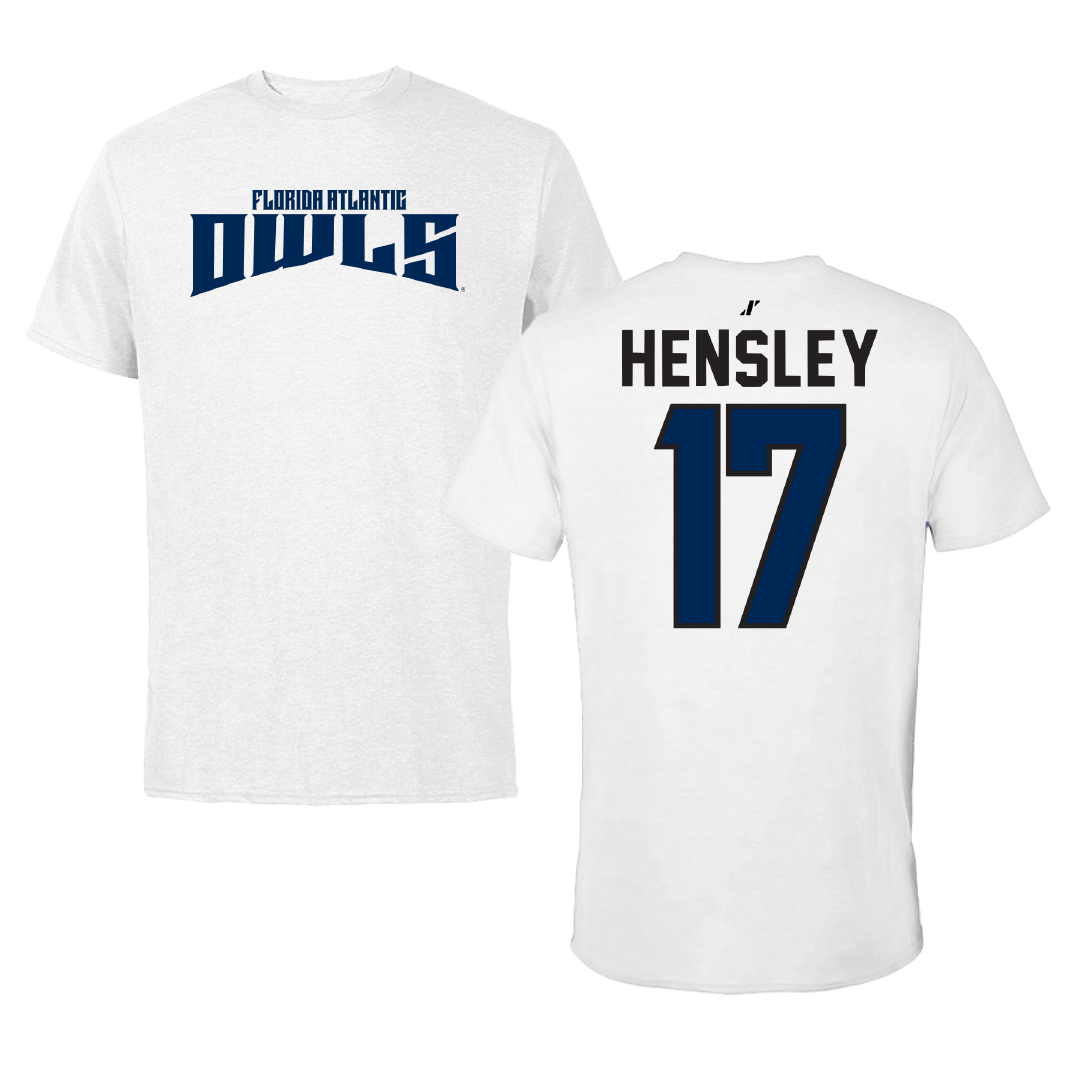 Florida Atlantic University Volleyball White Classic Performance Tee - #17 Victoria Hensley