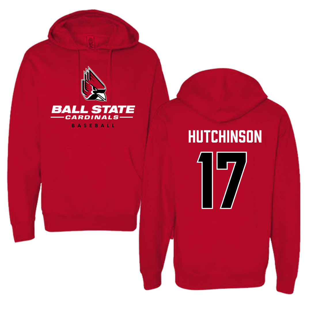 Ball State University Baseball Red Hoodie  - #17 Connor Hutchinson