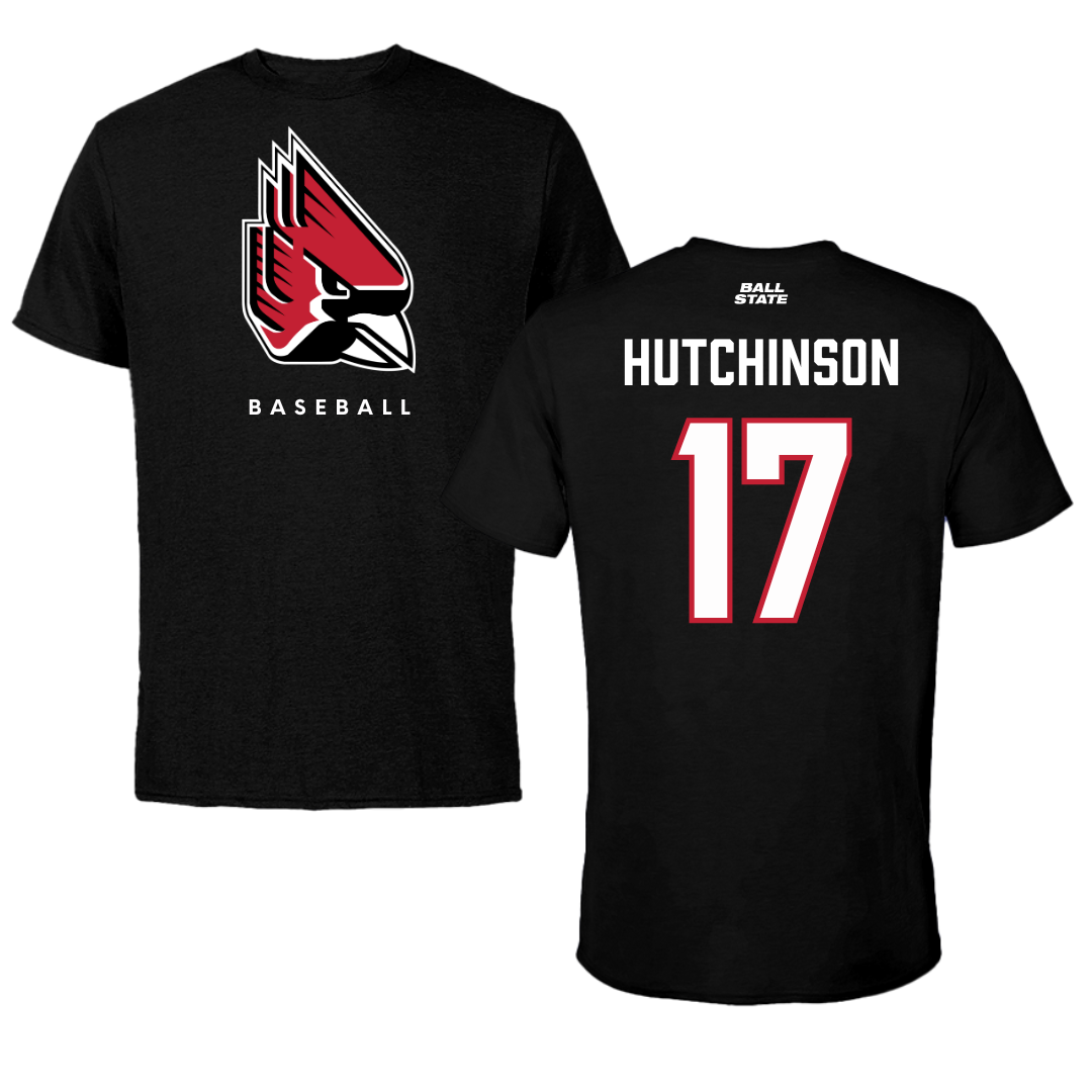Ball State University Baseball Black Tee  - #17 Connor Hutchinson