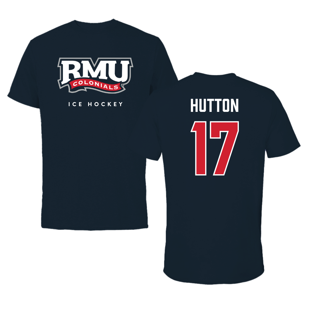 Robert Morris University Ice Hockey Navy Tee  - #17 Matt Hutton