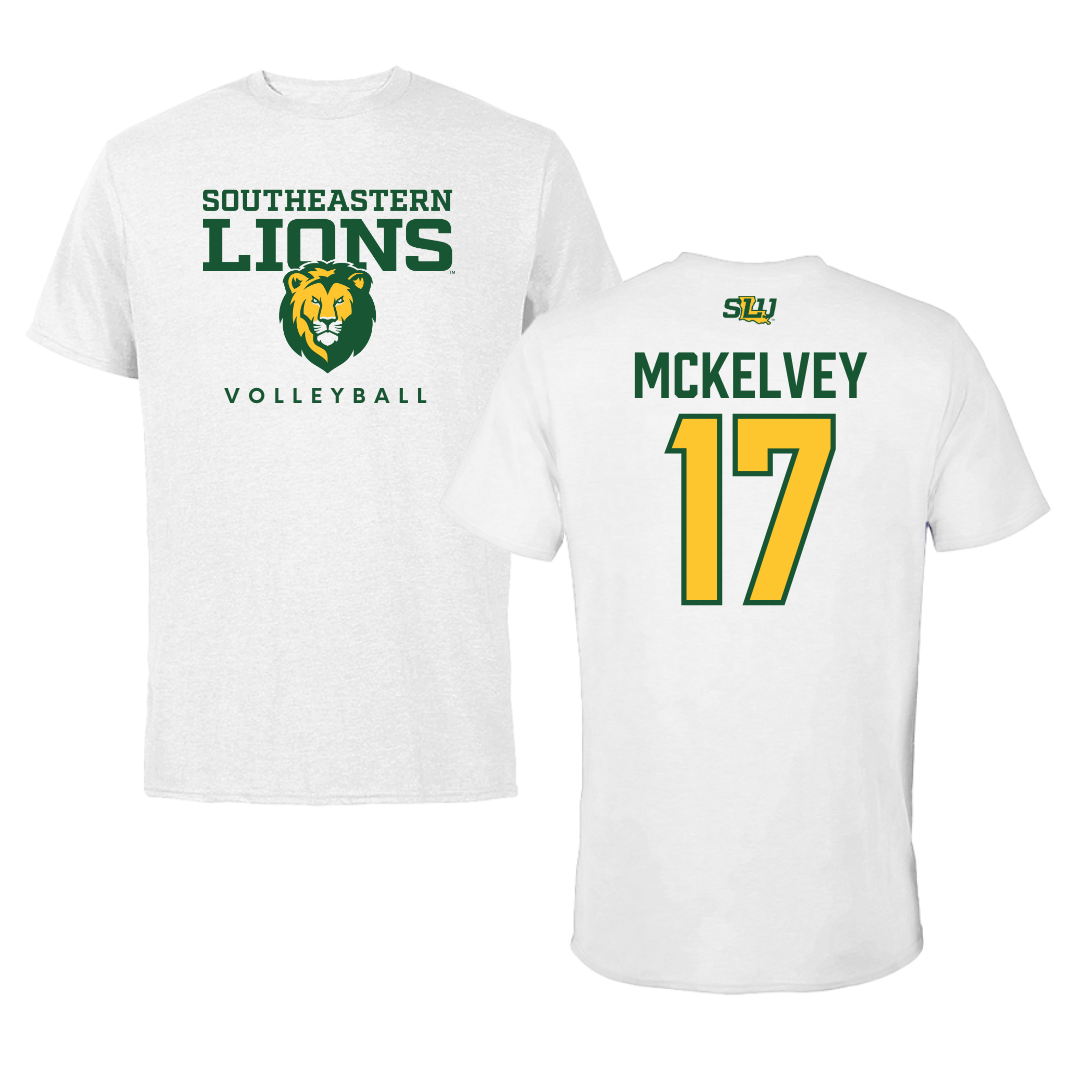 Southeastern Louisiana University Volleyball White Tee  - #17 Kyra McKelvey