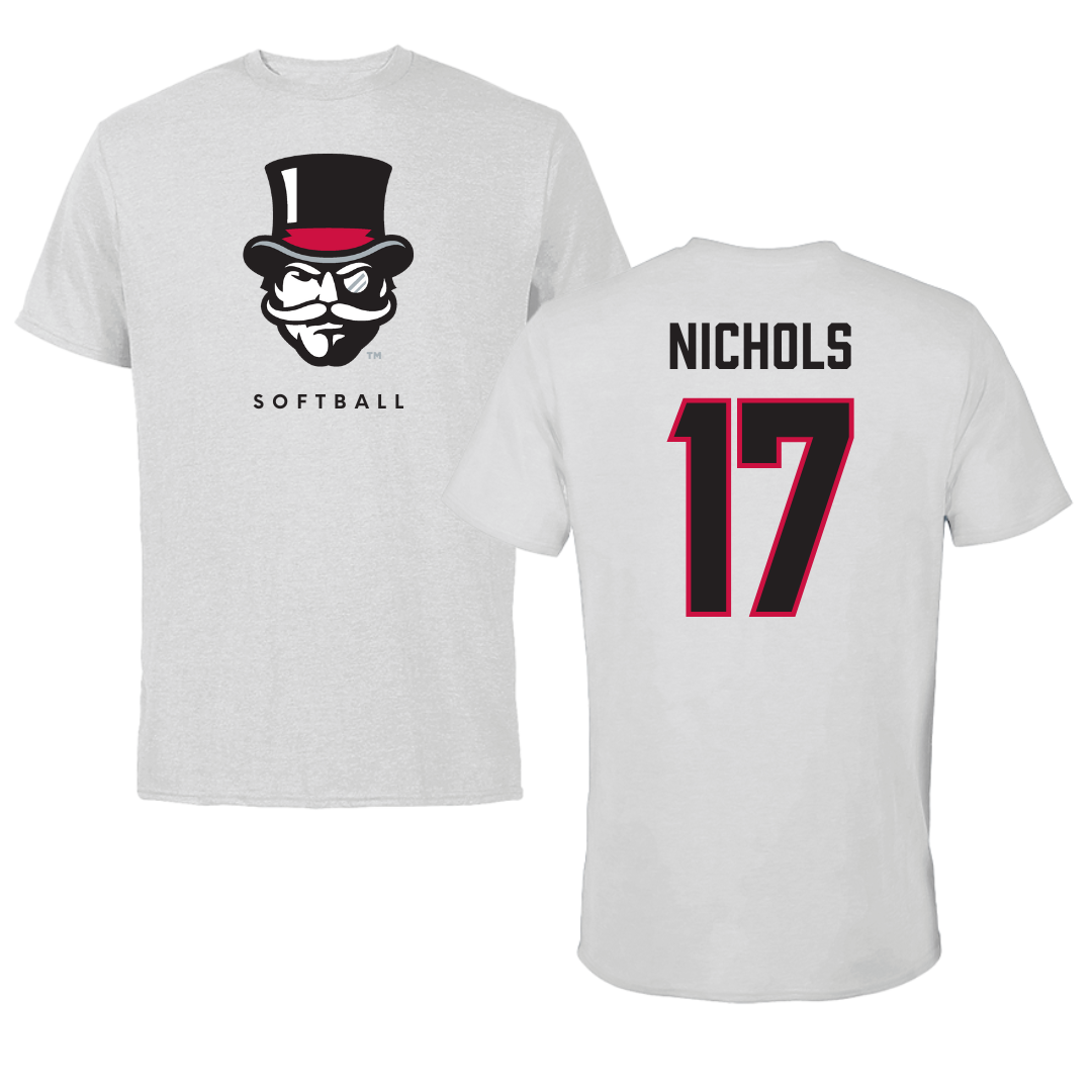 Austin Peay State University Softball Gray Mascot Tee - #17 Emberly Nichols