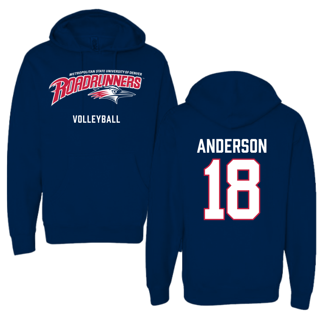 Metropolitan State University of Denver Volleyball Navy Hoodie - #18 Riley Anderson
