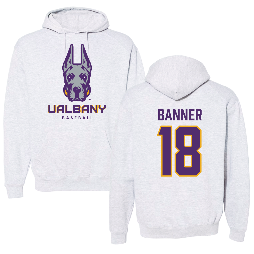 University at Albany Baseball Gray Hoodie  - #18 Dylan Banner