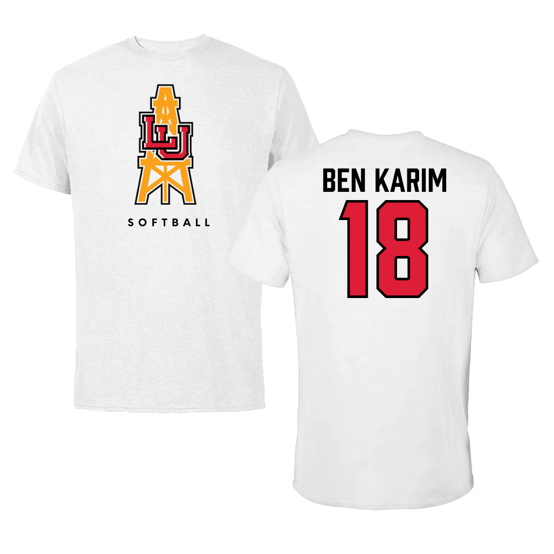 Lamar University Softball White Tee  - #18 Fadwa Ben Karim