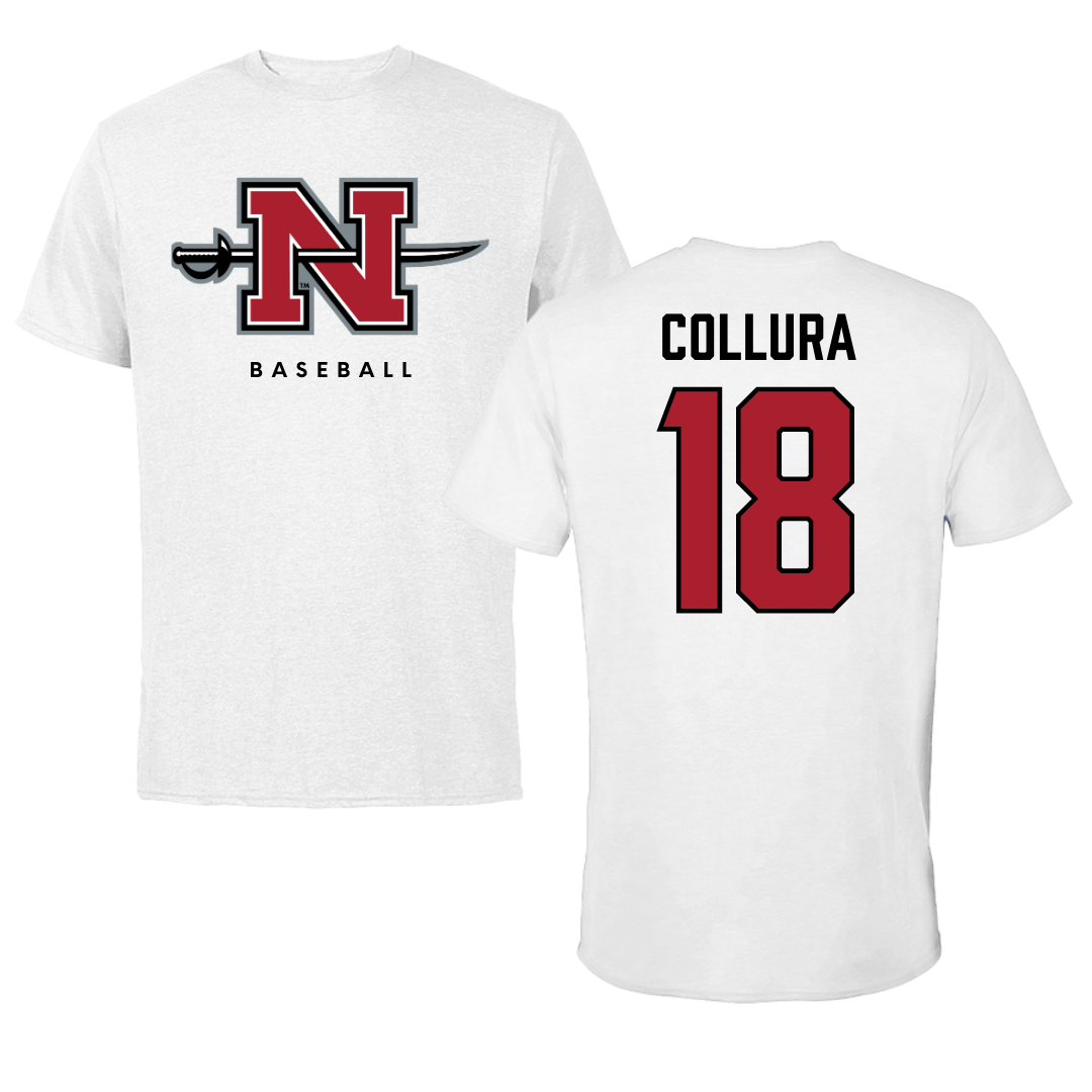 Nicholls State University Baseball White Tee  - #18 Jaden Collura