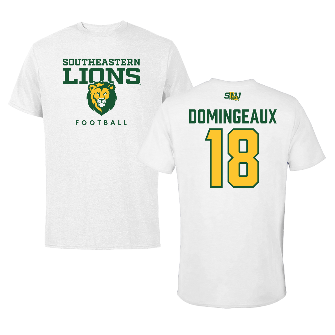 Southeastern Louisiana University Football White Tee  - #18 Jaylon Domingeaux