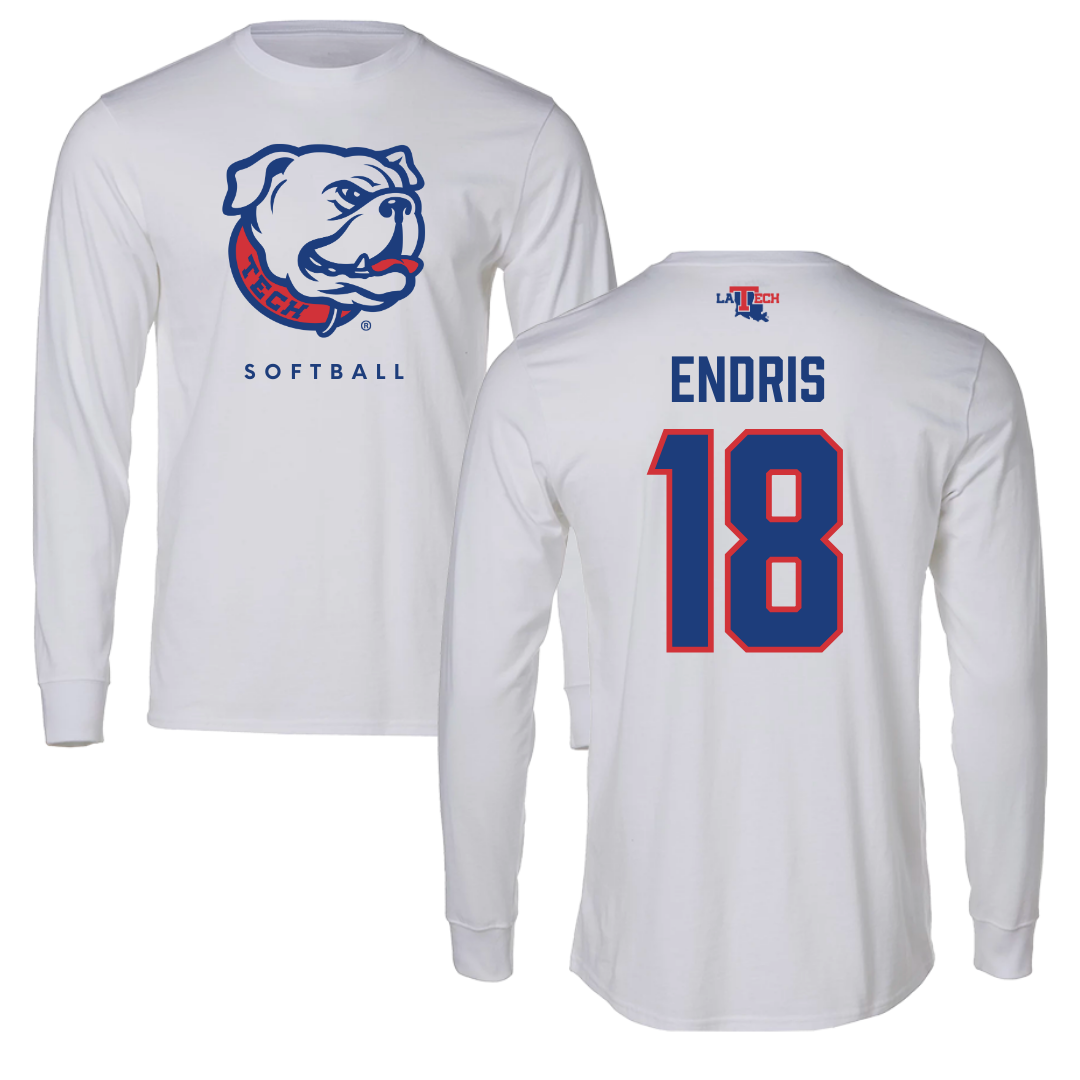 Louisiana Tech University Softball White Long Sleeve  - #18 Paris Endris