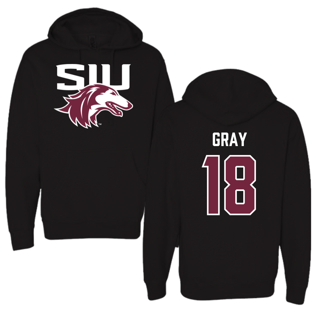 Southern Illinois University at Carbondale Baseball Black Hoodie  - #18 Hesston Gray