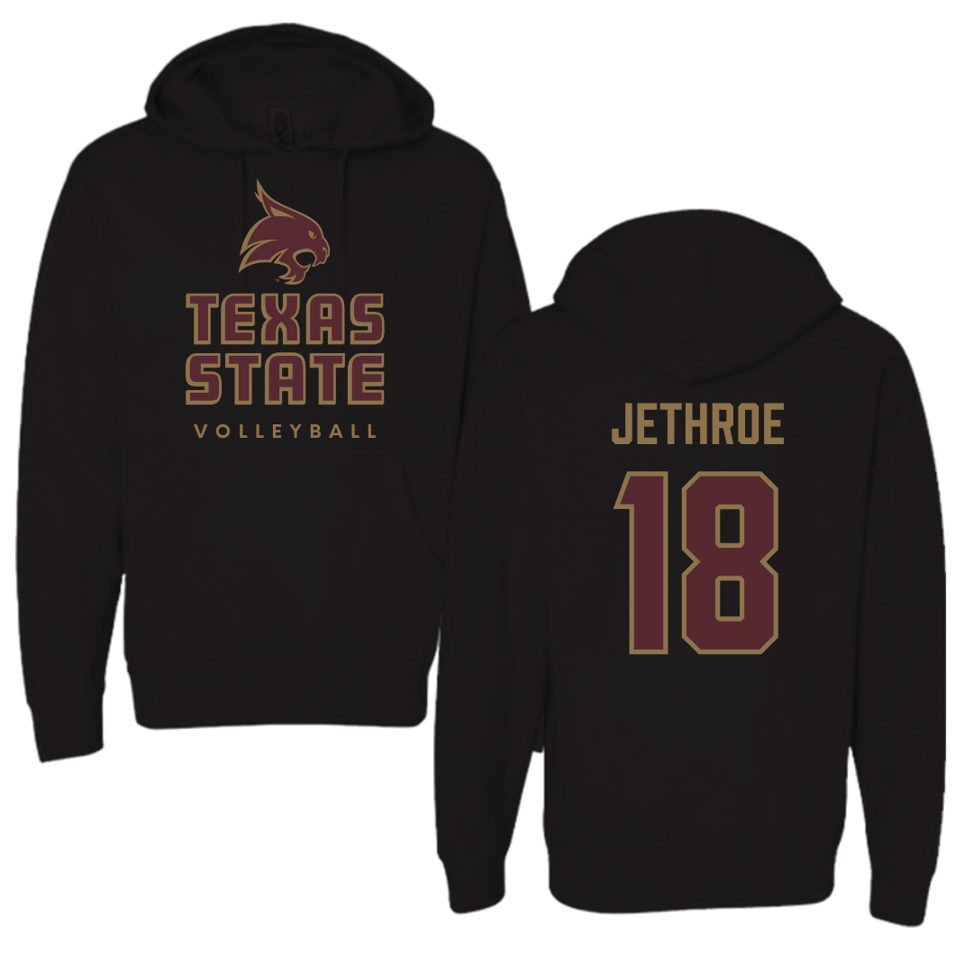 Texas State University Volleyball Black Hoodie  - #18 Zenai Jethroe