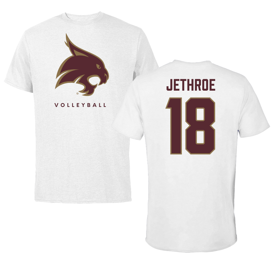 Texas State University Volleyball White Tee  - #18 Zenai Jethroe