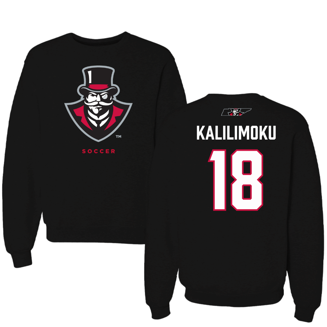 Austin Peay State University Soccer Black Mascot Crewneck - #18 Zoey Kalilimoku