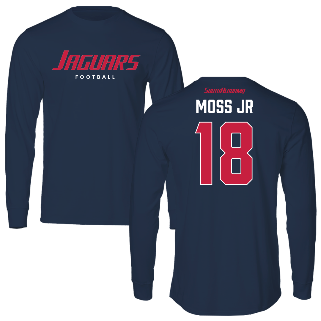 University of South Alabama Football Navy Long Sleeve  - #18 RJ Moss Jr