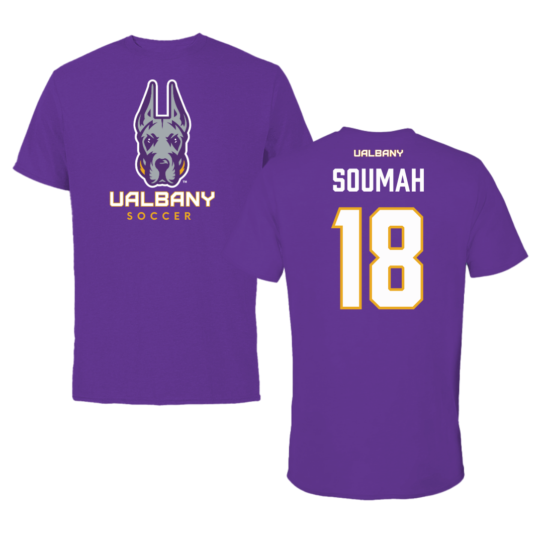 University at Albany Soccer Purple Tee  - #18 Mohamed Soumah