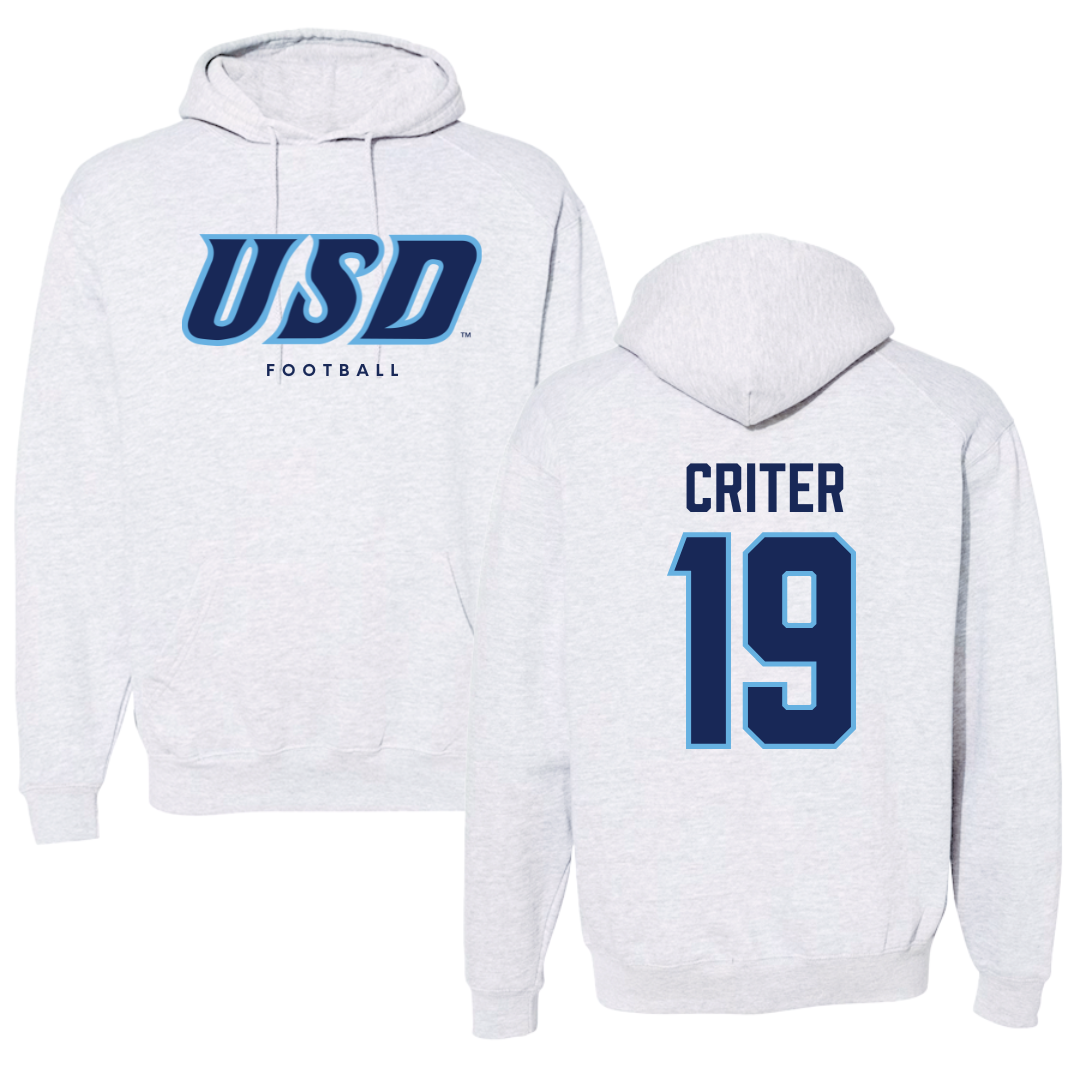 University of San Diego Football Gray Hoodie  - #19 Adam Criter