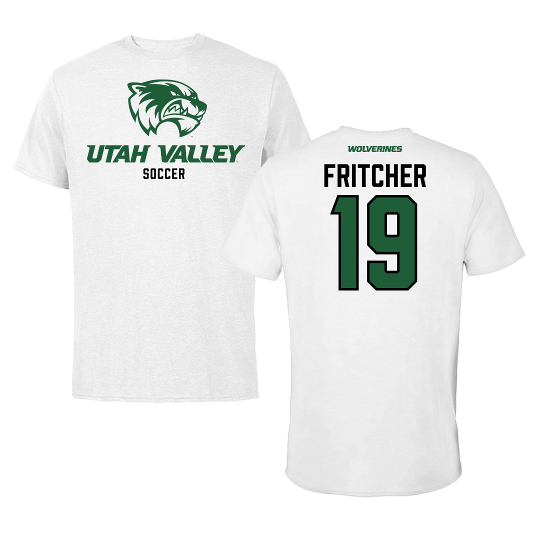 Utah Valley University Soccer White Tee  - #19 Alex Fritcher
