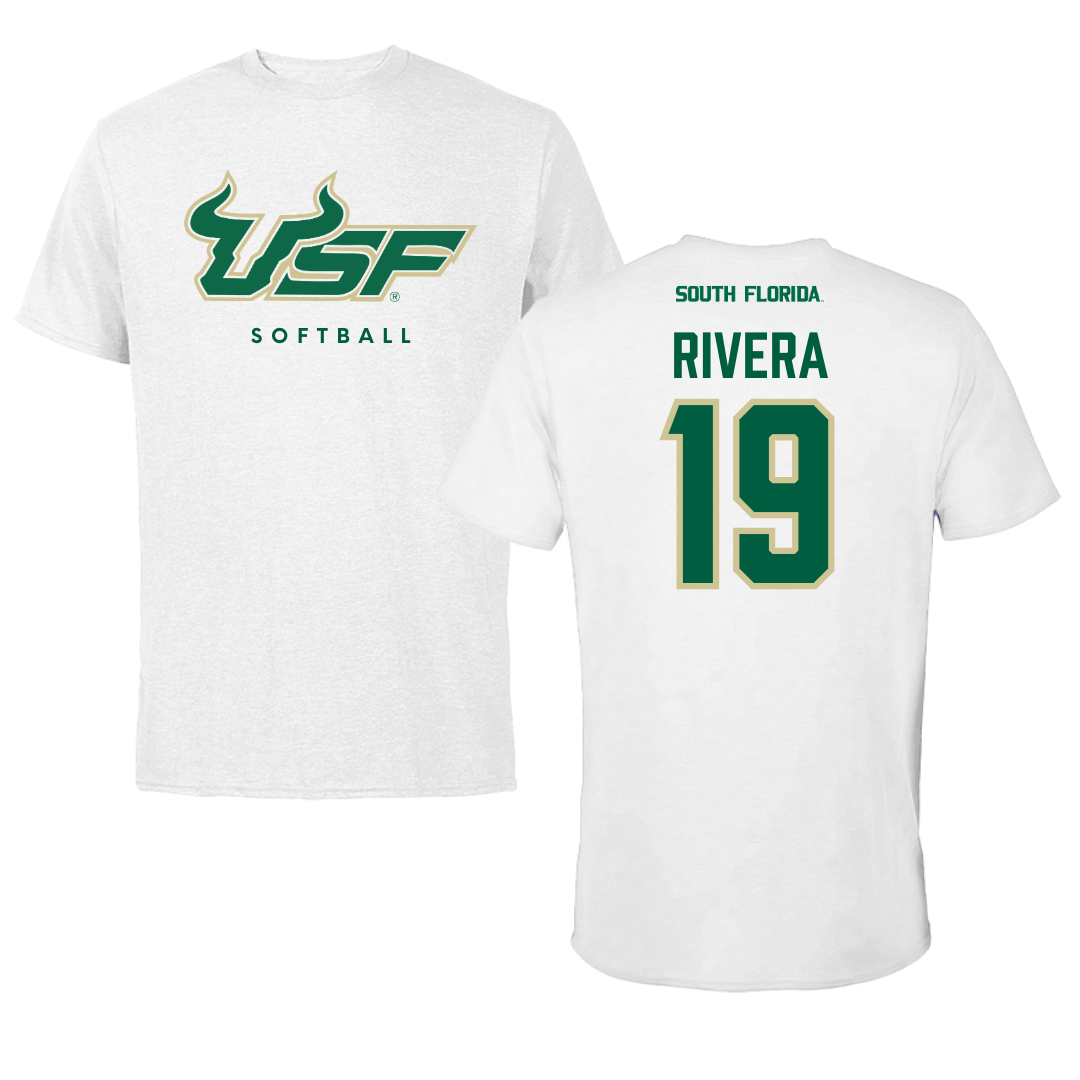 University of South Florida Softball White Tee  - #19 Alanah Rivera