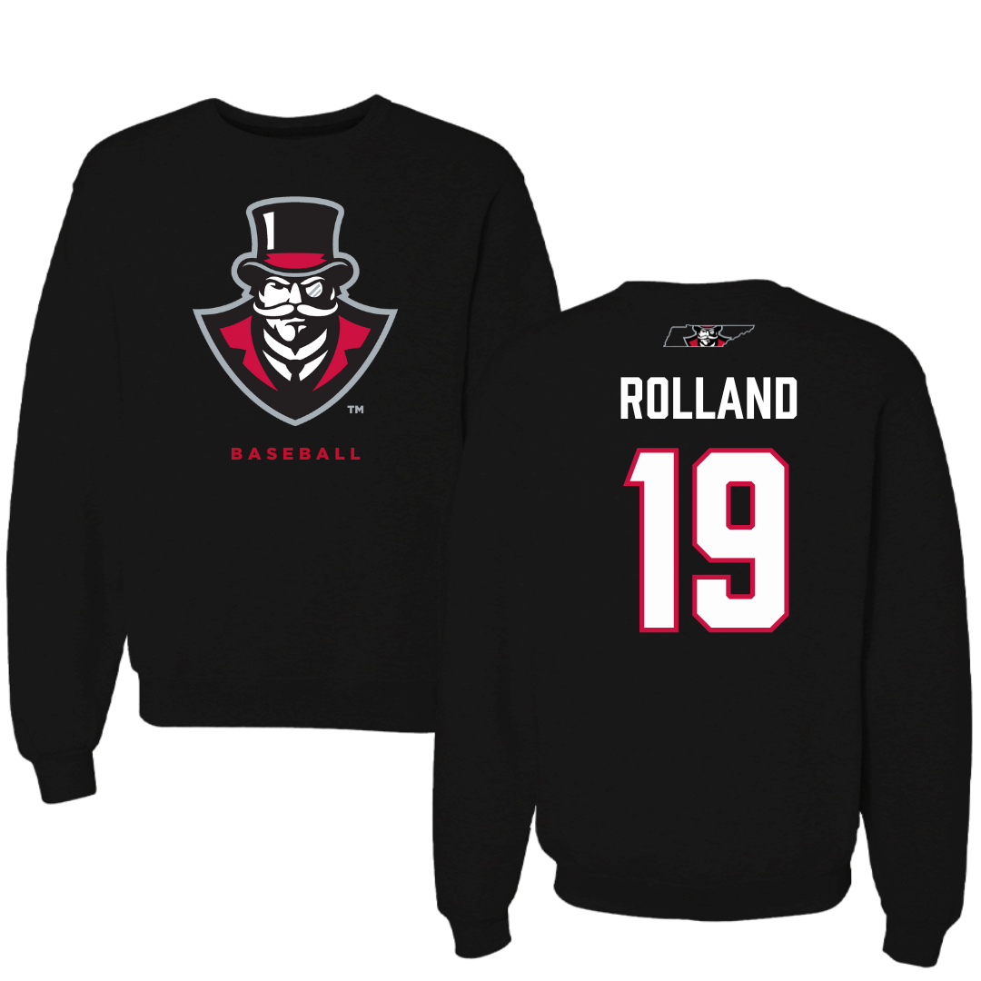 Austin Peay State University Baseball Black Mascot Crewneck - #19 Luke Rolland