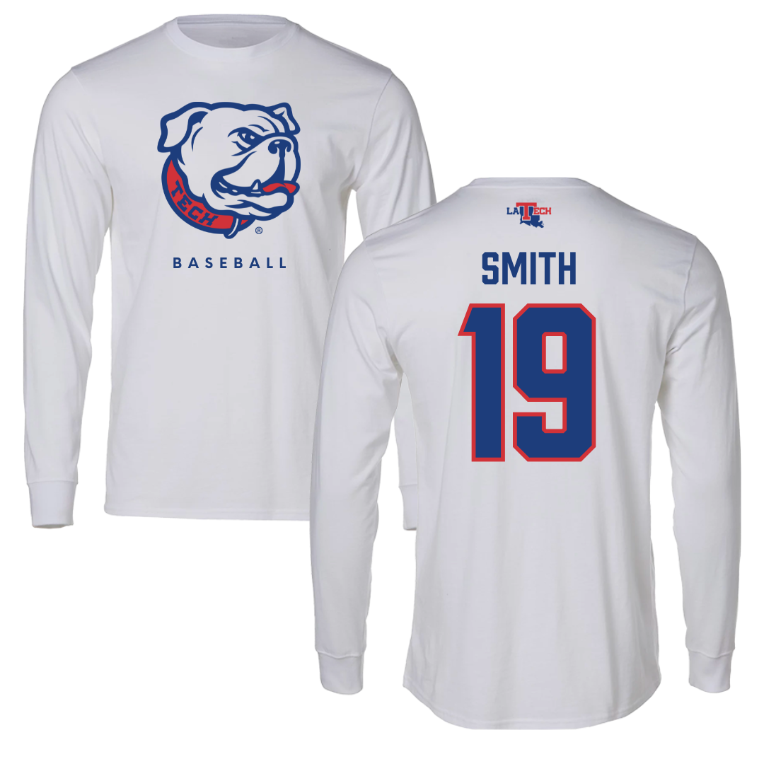 Louisiana Tech University Baseball White Long Sleeve  - #19 Luke Smith