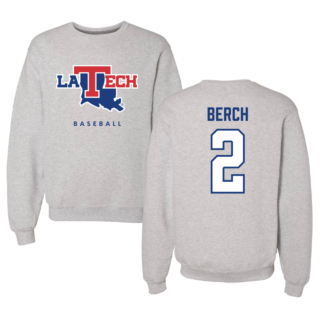 Louisiana Tech University Baseball Gray Crewneck  - #2 Thaxton Berch