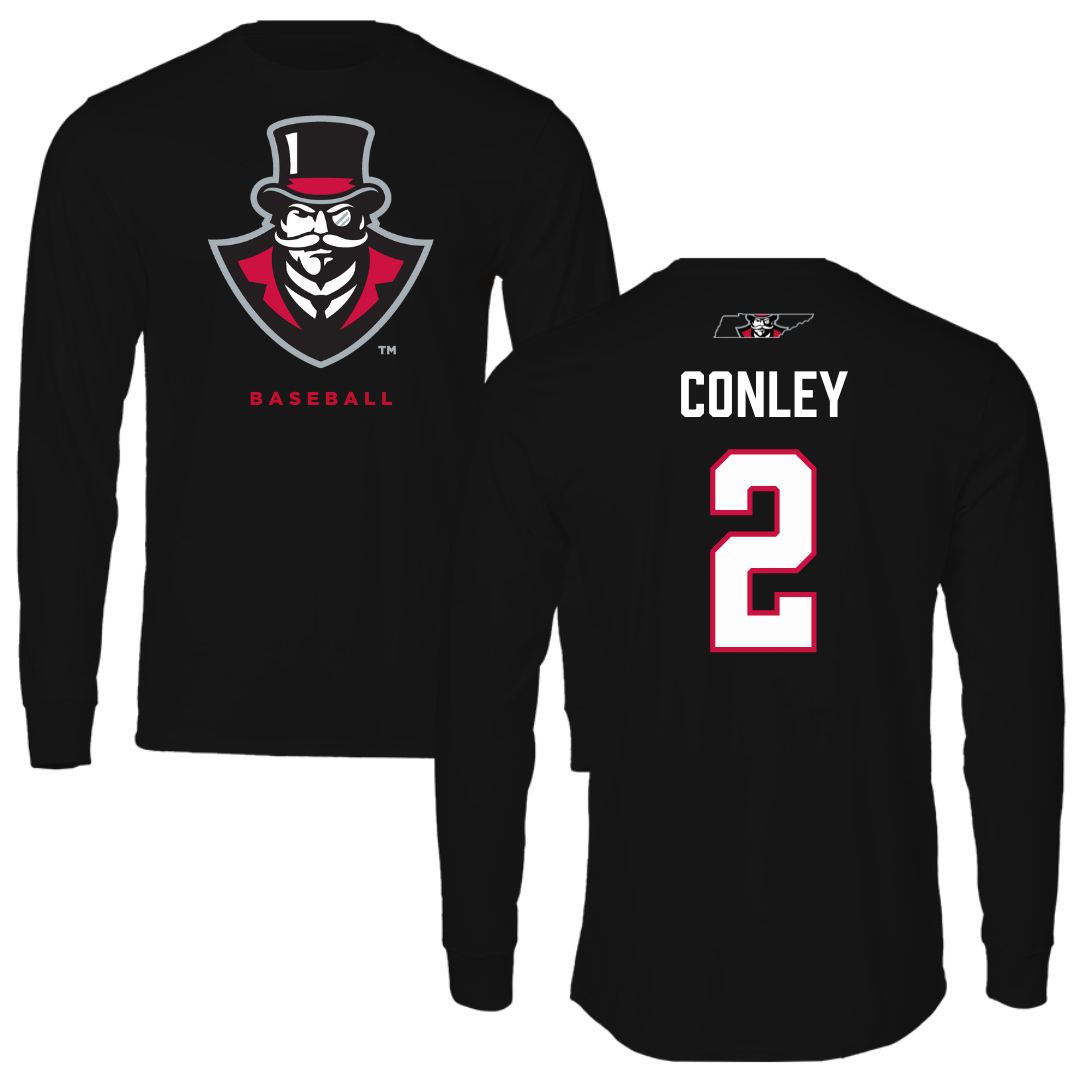 Austin Peay State University Baseball Black Mascot Long Sleeve - #2 Trevor Conley