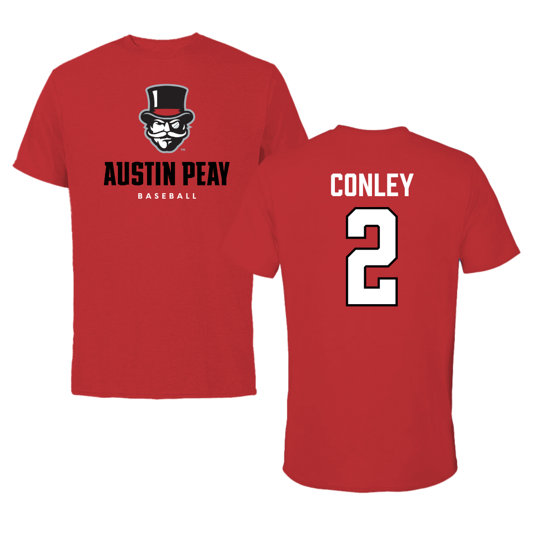 Austin Peay State University Baseball Red Mascot Tee - #2 Trevor Conley