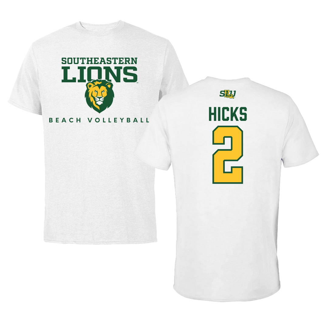 Southeastern Louisiana University Beach Volleyball White Tee  - #2 Makayla Hicks