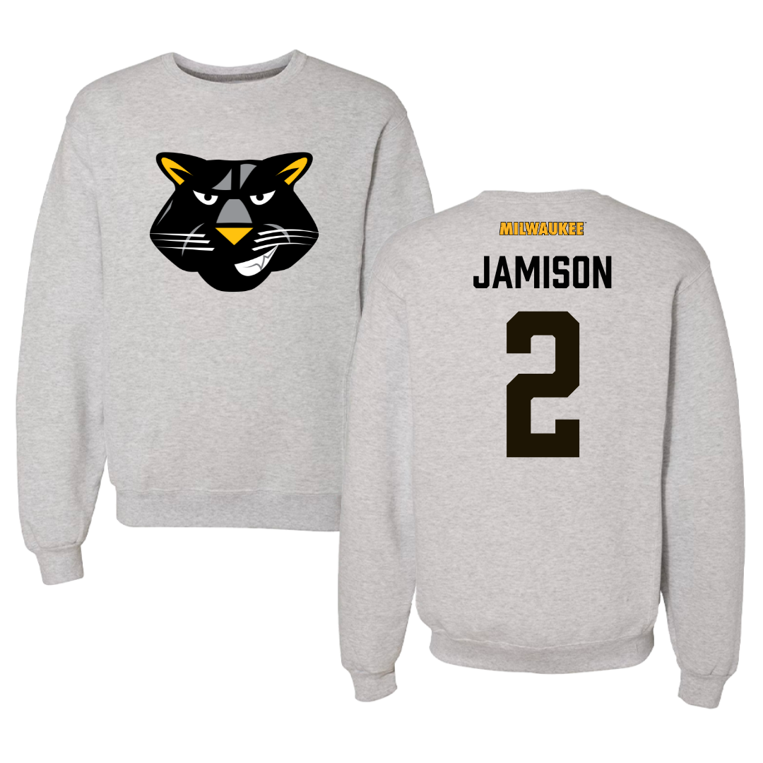 University of Wisconsin-Milwaukee Basketball Gray Crewneck  - #2 Elijah Jamison