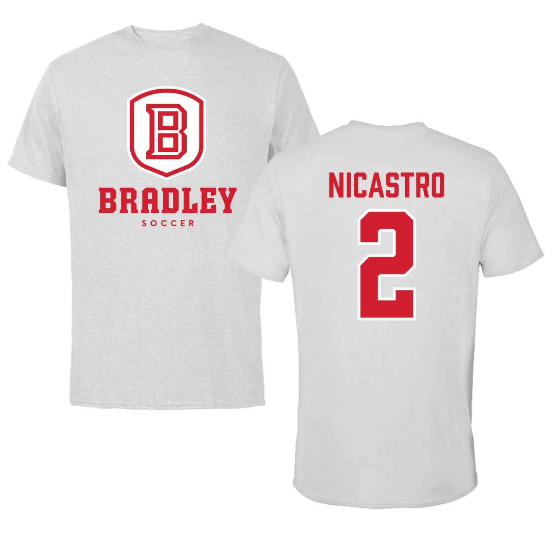 Bradley University Soccer Gray Tee - #2 Alex Nicastro