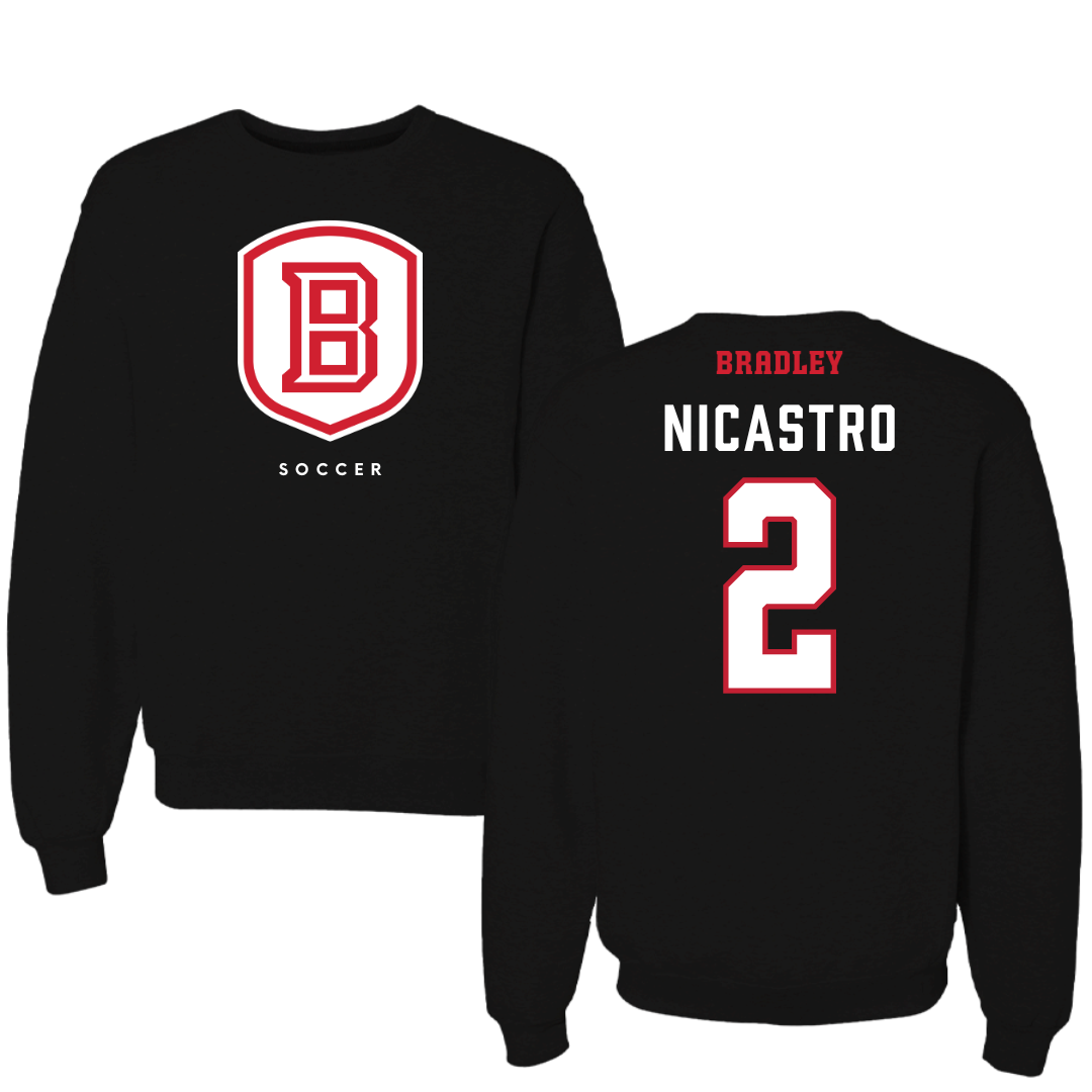 Bradley University Soccer Black Crewneck  - #2 Alex Nicastro