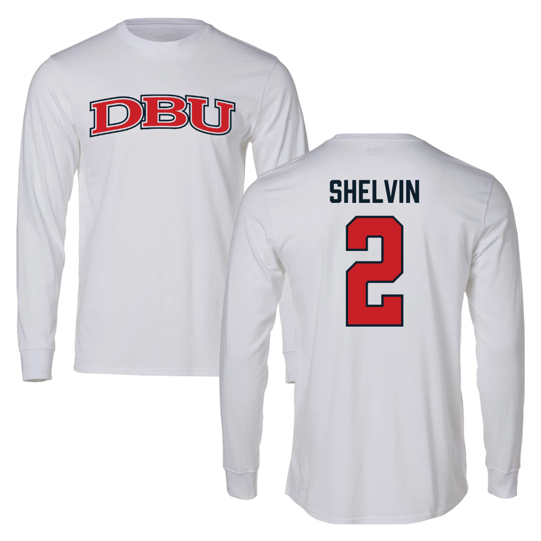 Dallas Baptist University Basketball White Long Sleeve  - #2 Jaden Shelvin