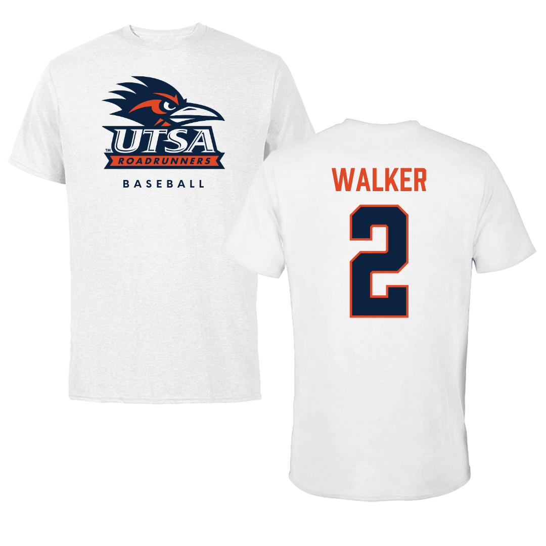 University of Texas at San Antonio Baseball White Tee  - #2 Isaiah Walker