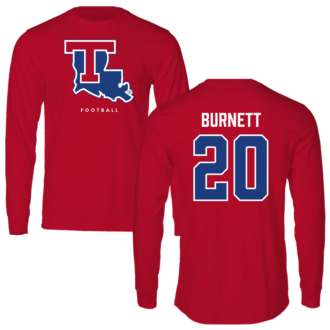 Louisiana Tech University Football Red Long Sleeve  - #20 J'Dan Burnett