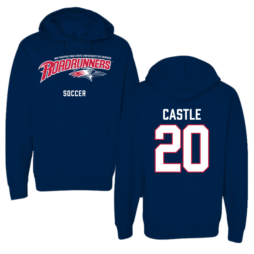 Metropolitan State University of Denver Soccer Navy Hoodie - #20 Ella Castle