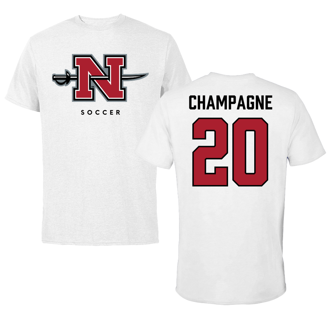 Nicholls State University Soccer White Tee  - #20 Gabby Champagne