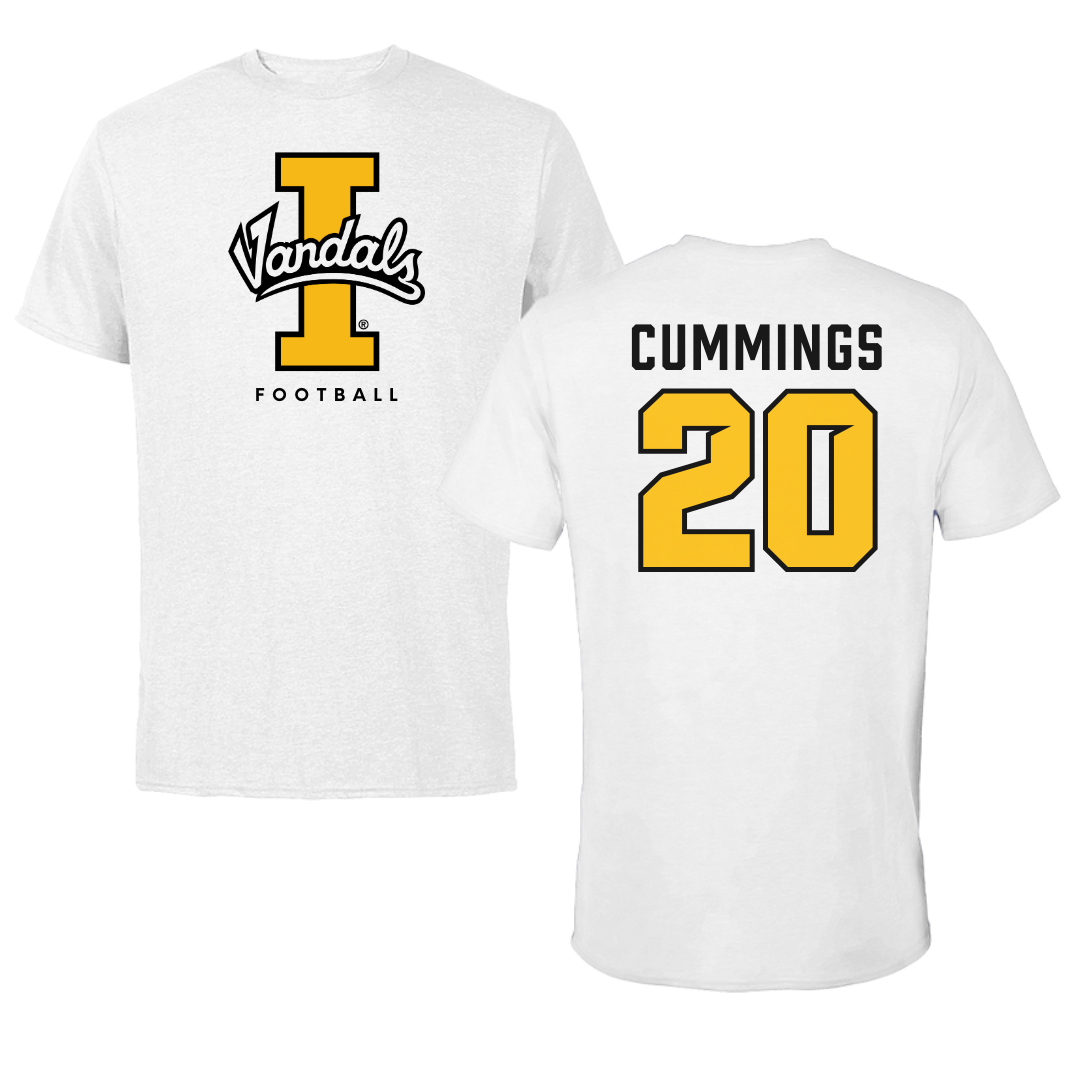 University of Idaho Football White Vandals Tee - #20 Elisha Cummings