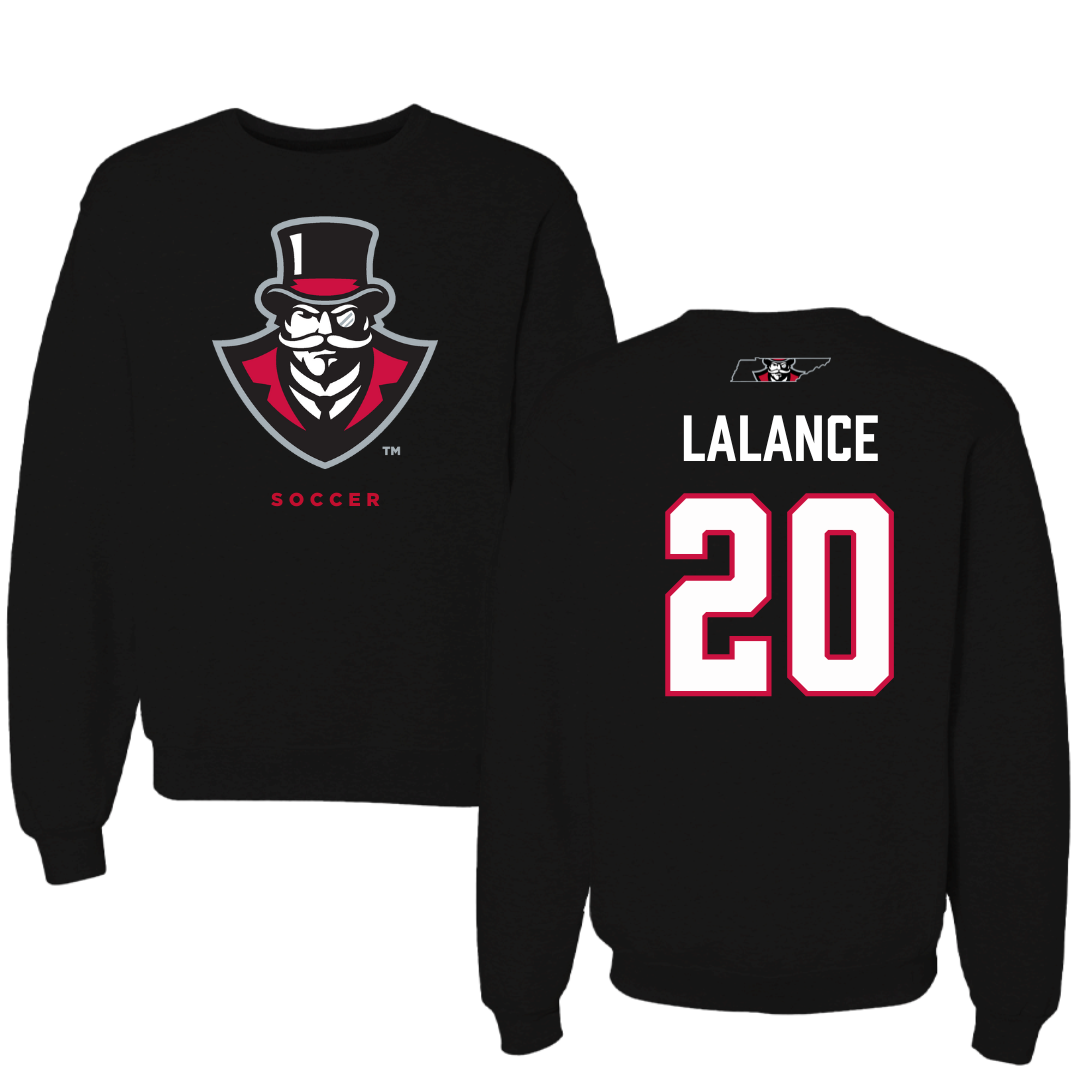 Austin Peay State University Soccer Black Mascot Crewneck - #20 Alison LaLance