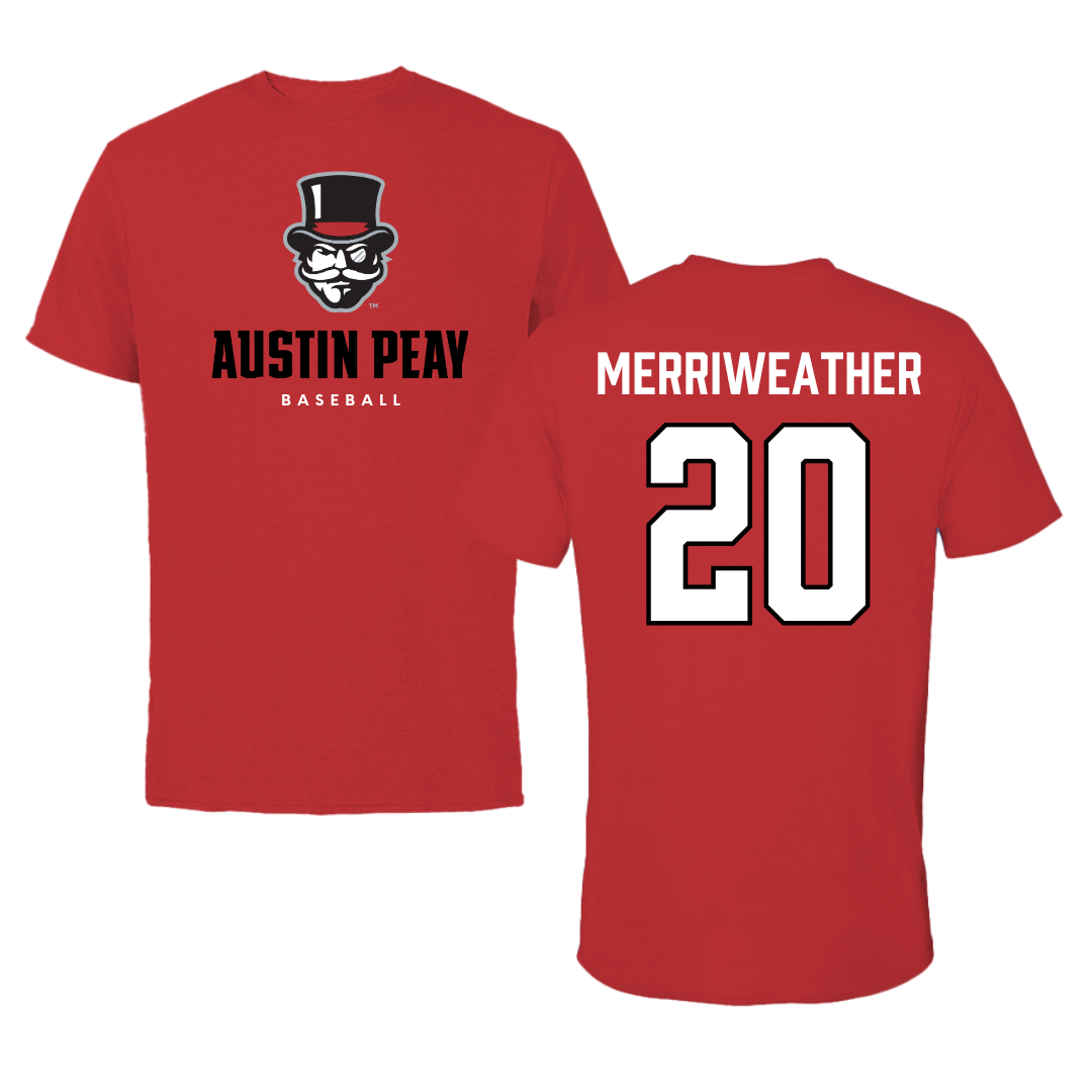 Austin Peay State University Baseball Red Mascot Tee - #20 DJ Merriweather