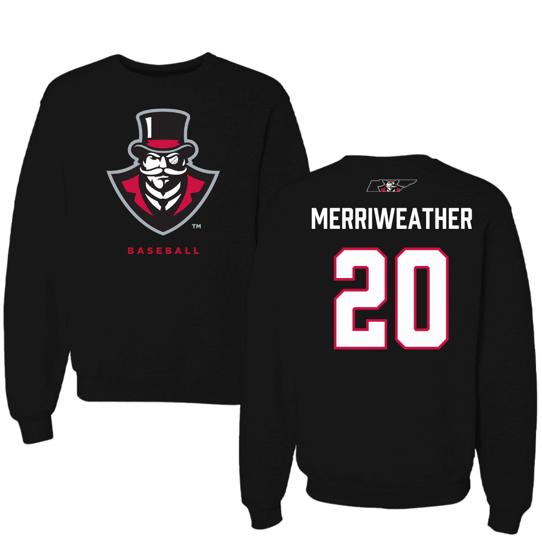 Austin Peay State University Baseball Black Mascot Crewneck - #20 DJ Merriweather