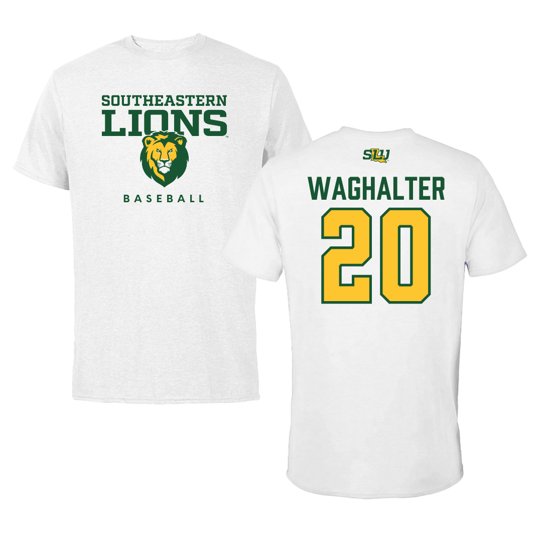 Southeastern Louisiana University Baseball White Tee  - #20 Harris Waghalter