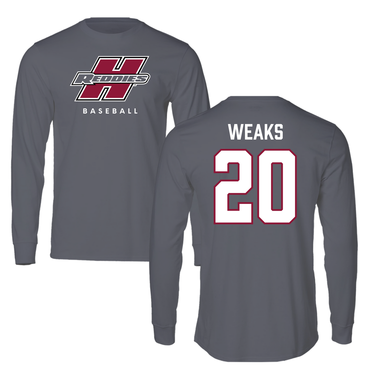 Henderson State University Baseball Gray Long Sleeve  - #20 Reese Weaks