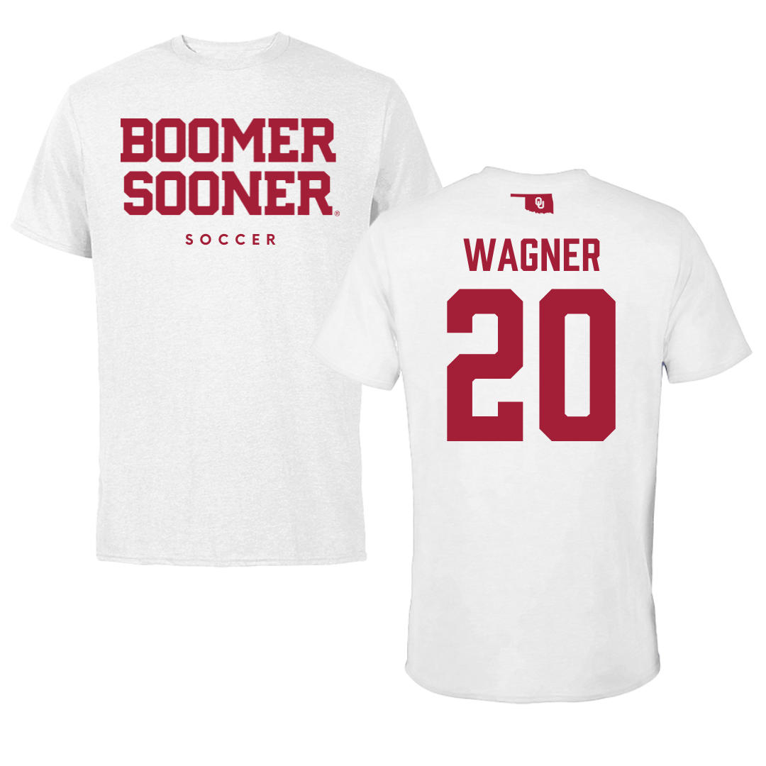 University of Oklahoma Soccer White Tee  - #20 Chelsea Wagner